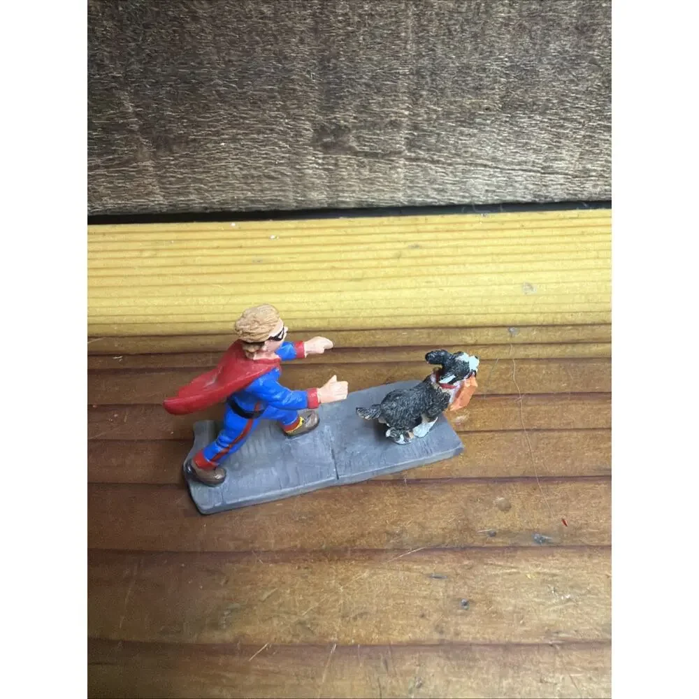 Lemax Spooky Town Halloween Hi-Jinks 02385 Super Hero Chasing Dog Figure